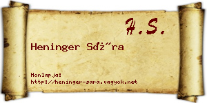 Heninger Sára névjegykártya